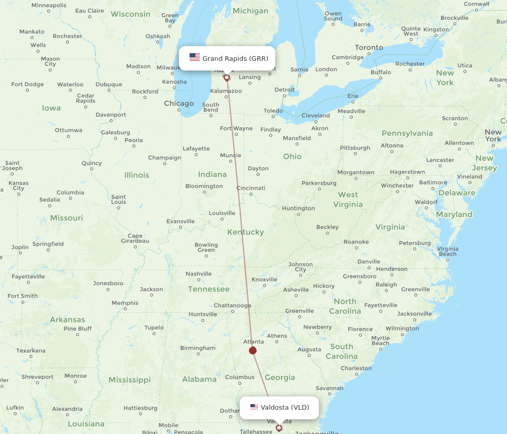 VLD-GRR flight routes