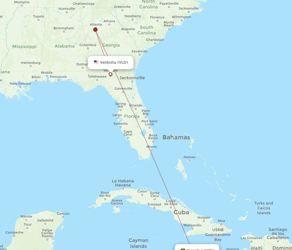 VLD-KIN flight routes