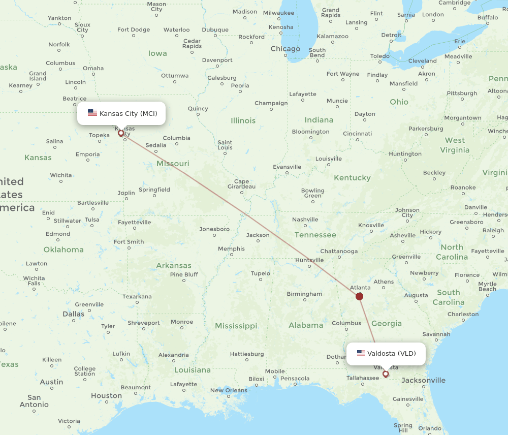 VLD-MCI flight routes