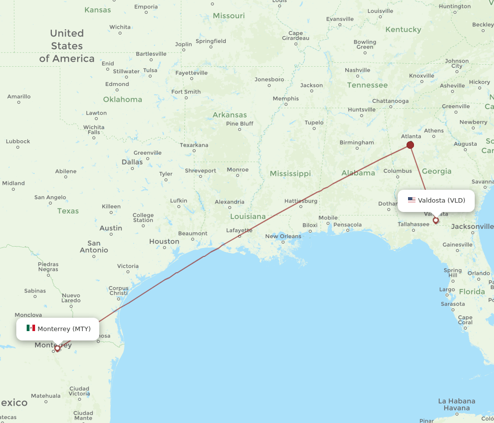 VLD-MTY flight routes