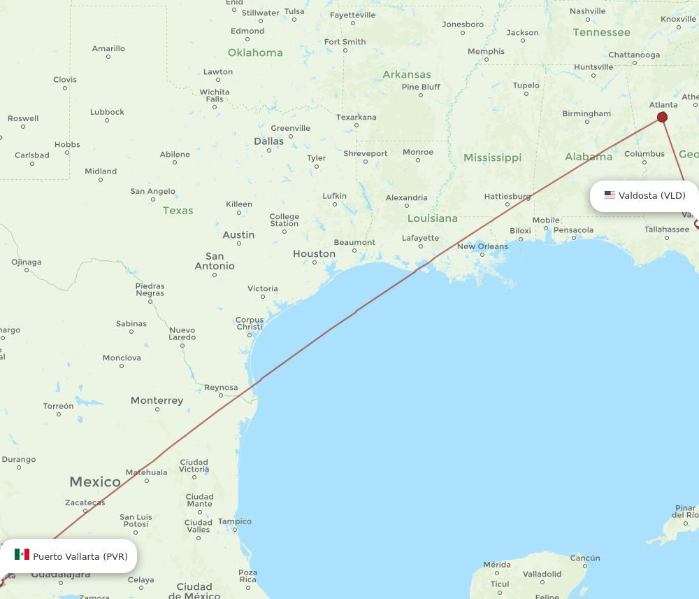 VLD-PVR flight routes