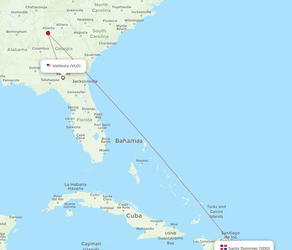 VLD-SDQ flight routes