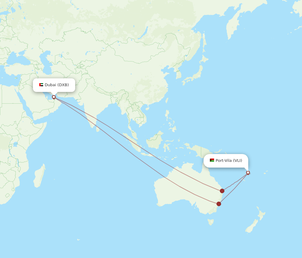 VLI-DXB flight routes