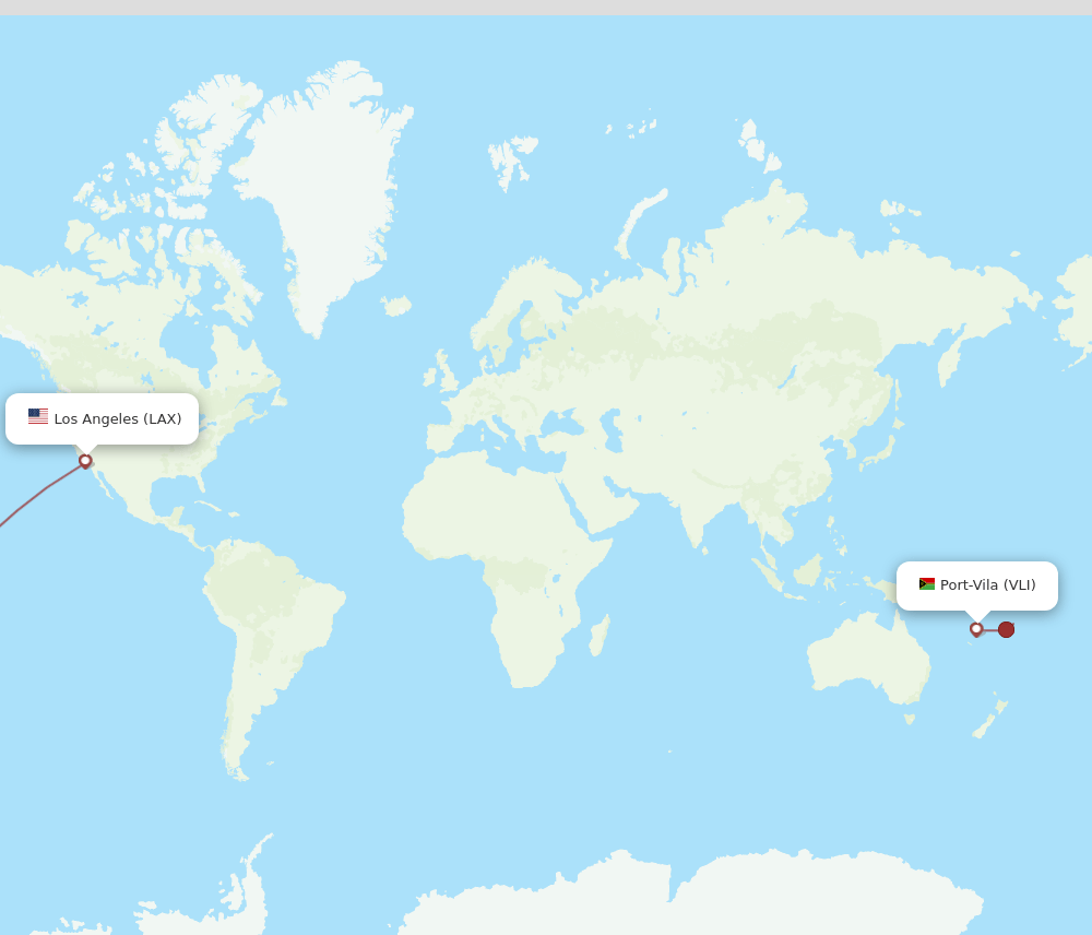 VLI to LAX flights and routes map