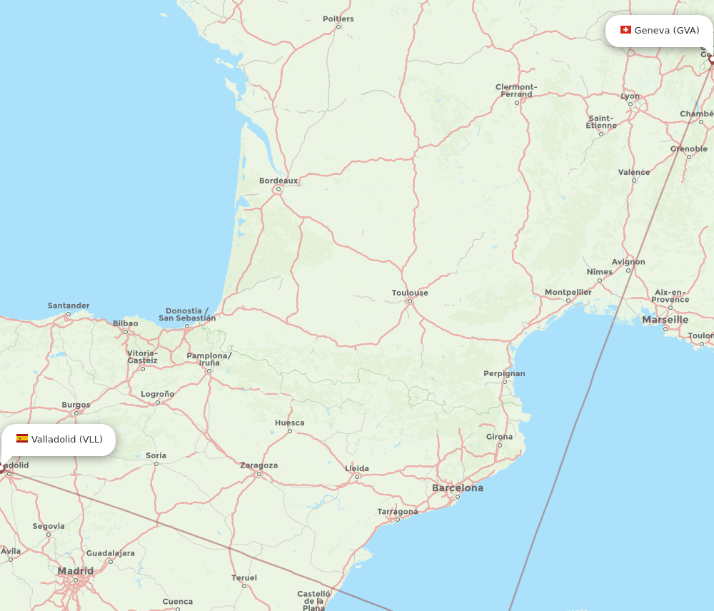 VLL-GVA flight routes
