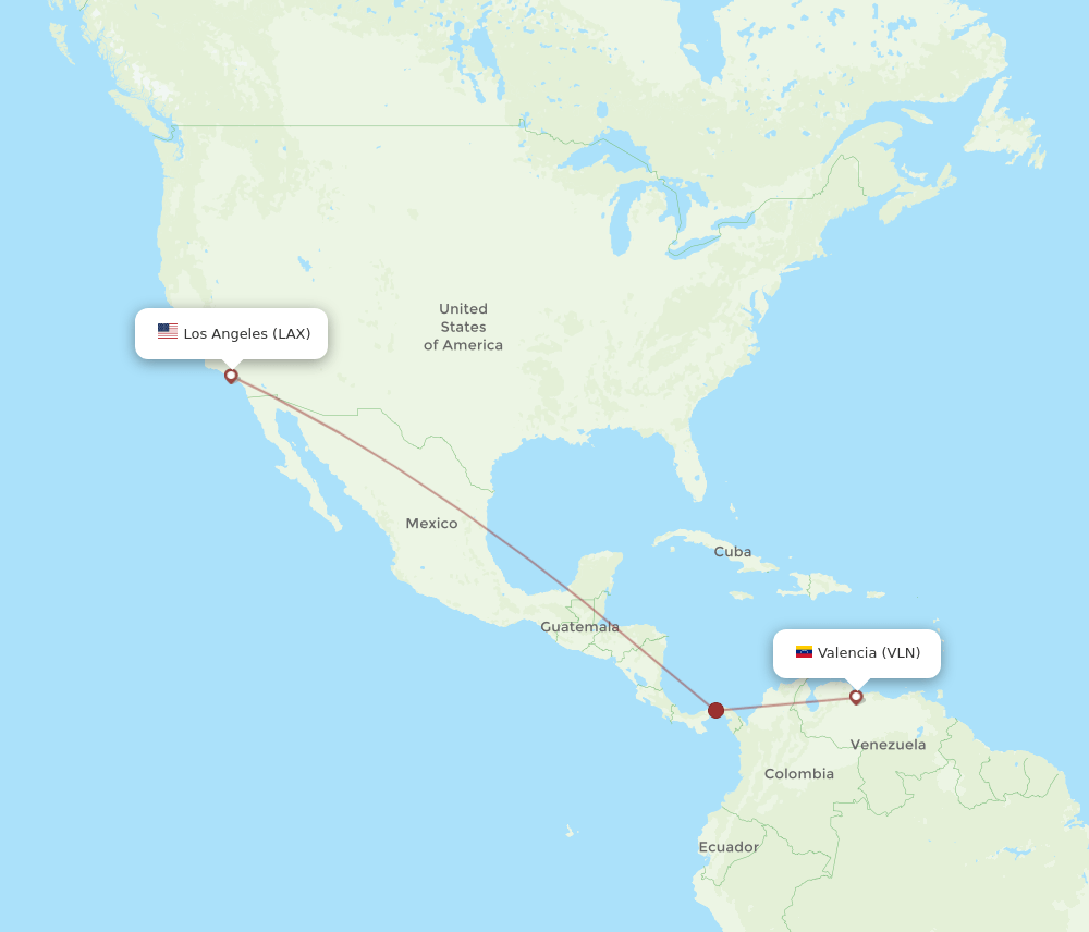 VLN-LAX flight routes