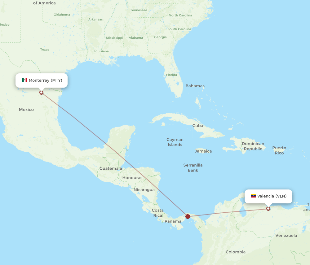 VLN-MTY flight routes