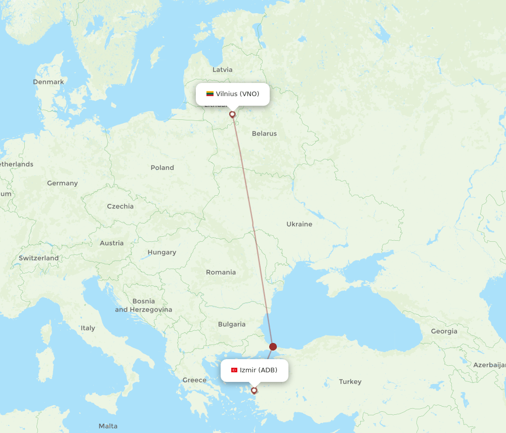 VNO-ADB flight routes