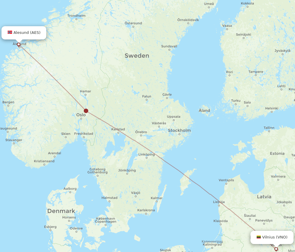 VNO-AES flight routes