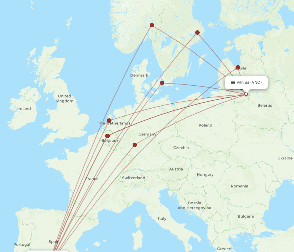 VNO-AGP flight routes