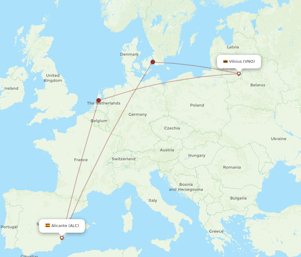 VNO-ALC flight routes