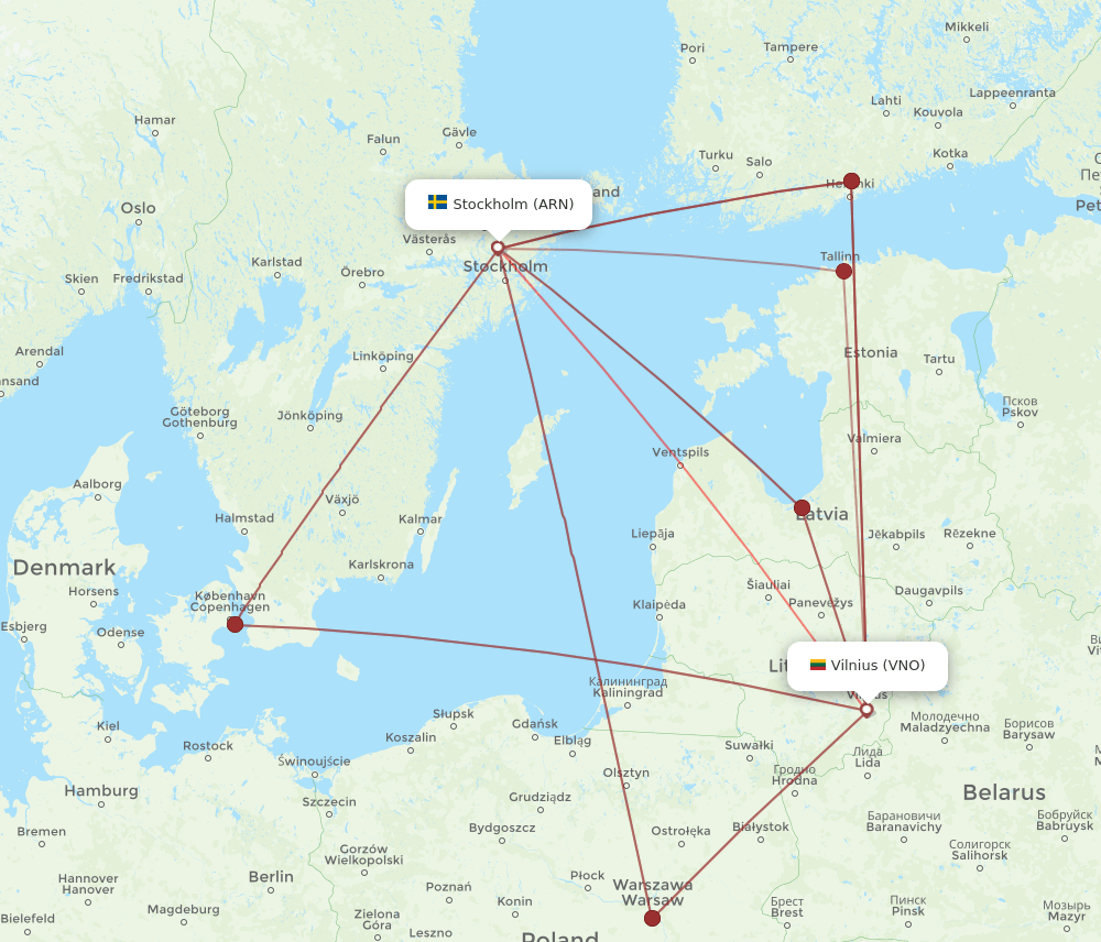 VNO-ARN flight routes