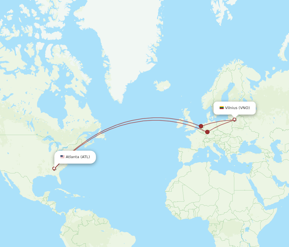 VNO-ATL flight routes