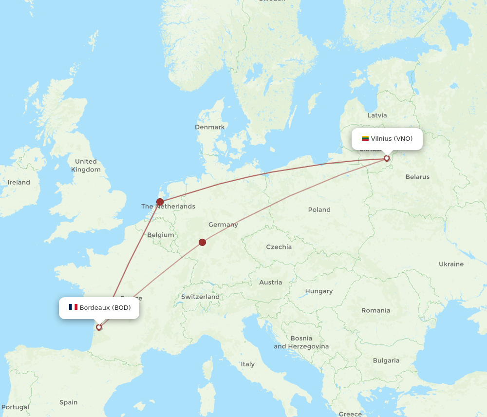 VNO-BOD flight routes