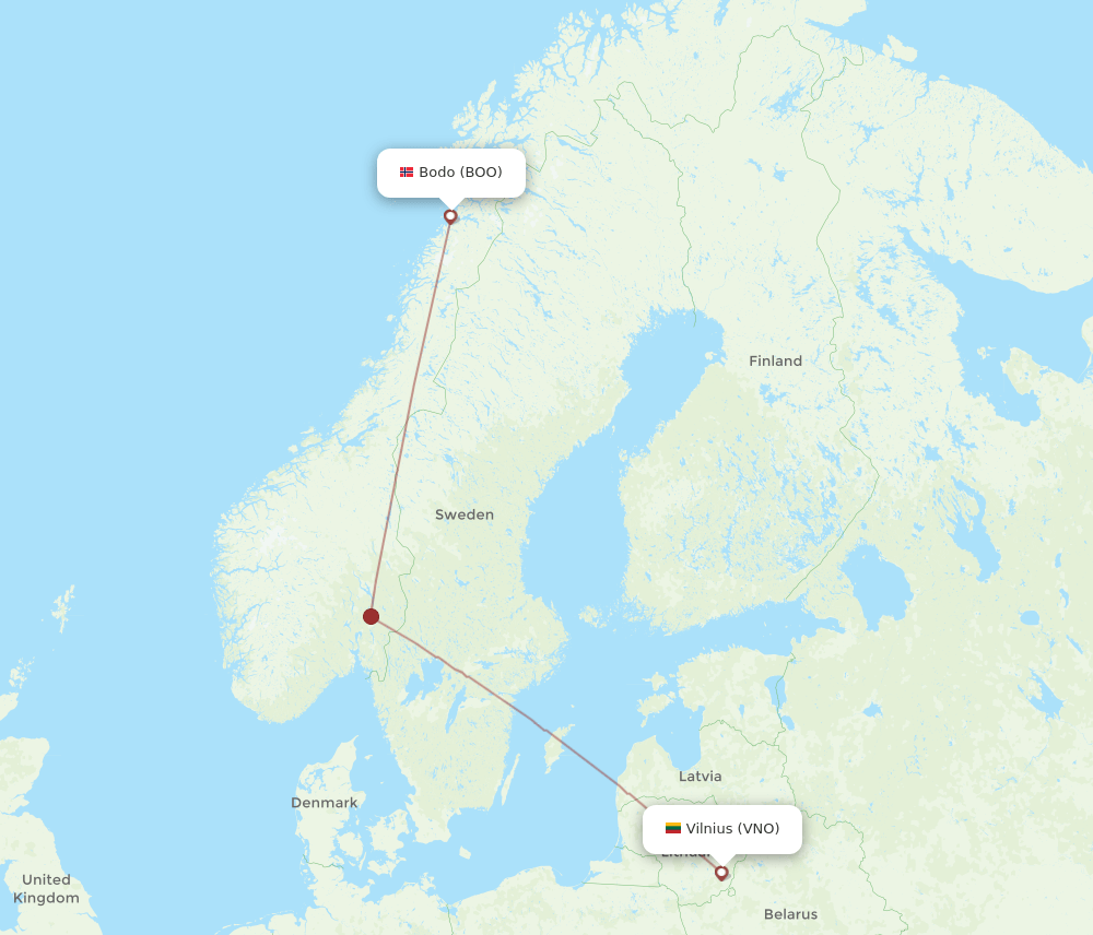 VNO-BOO flight routes