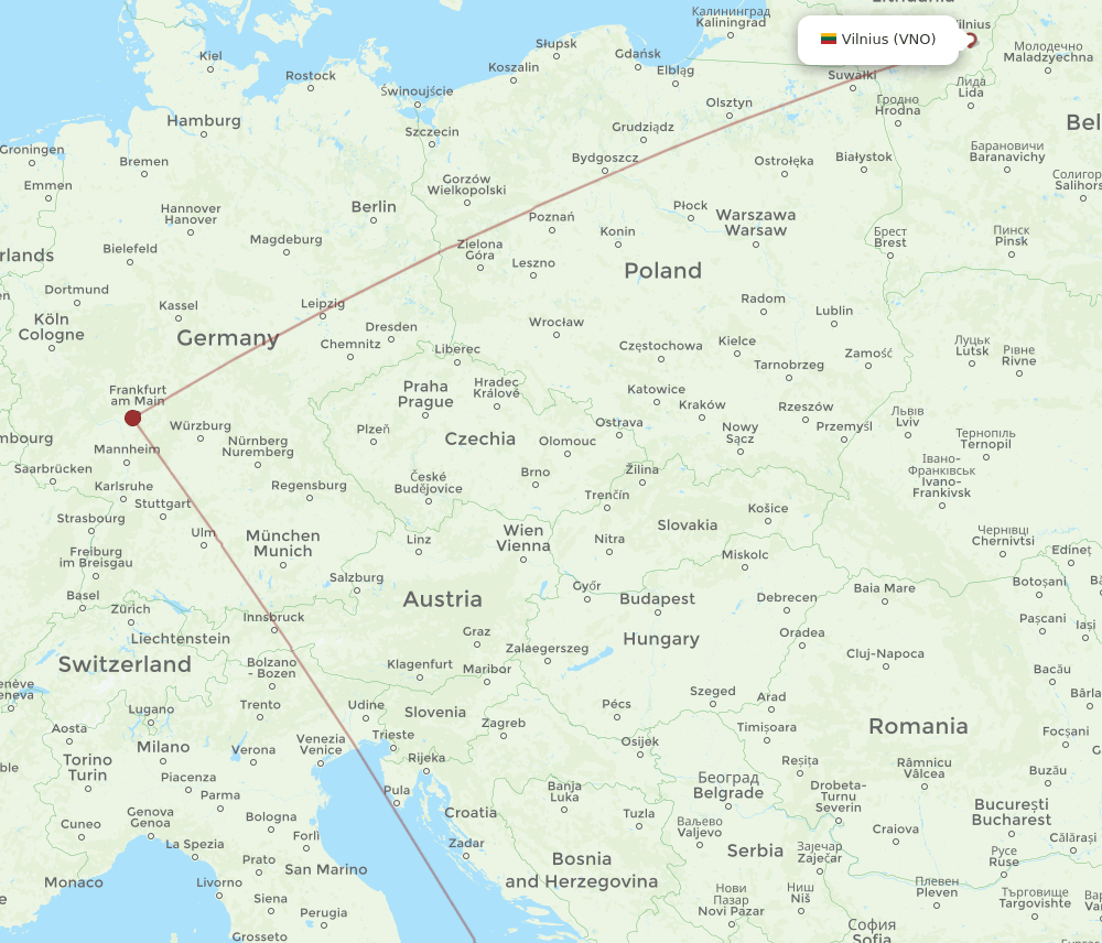 VNO-BRI flight routes
