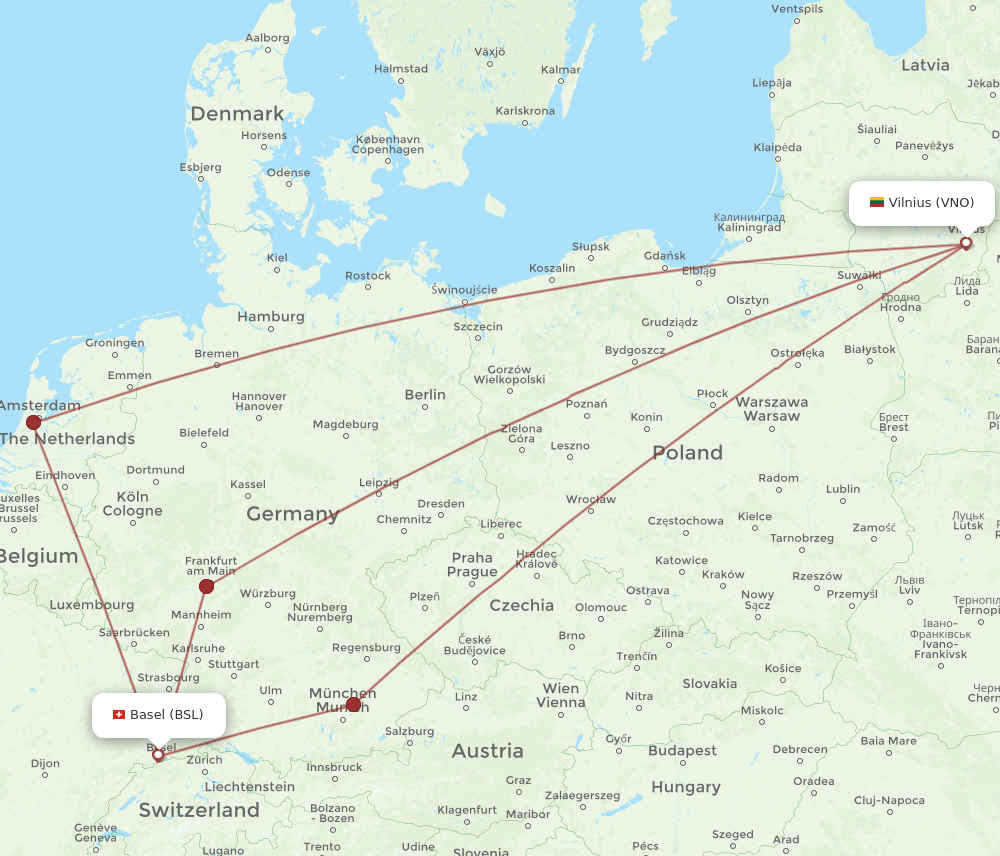 VNO-BSL flight routes