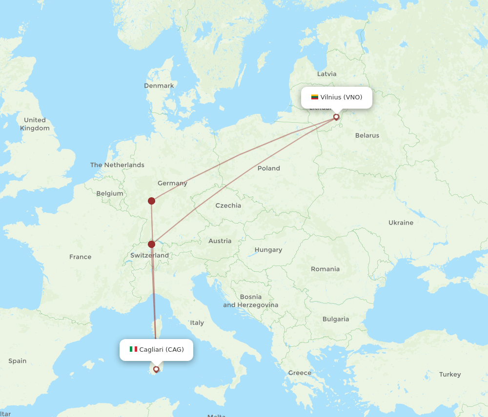 VNO-CAG flight routes