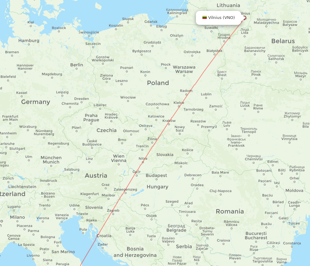 VNO to CIA flights and routes map
