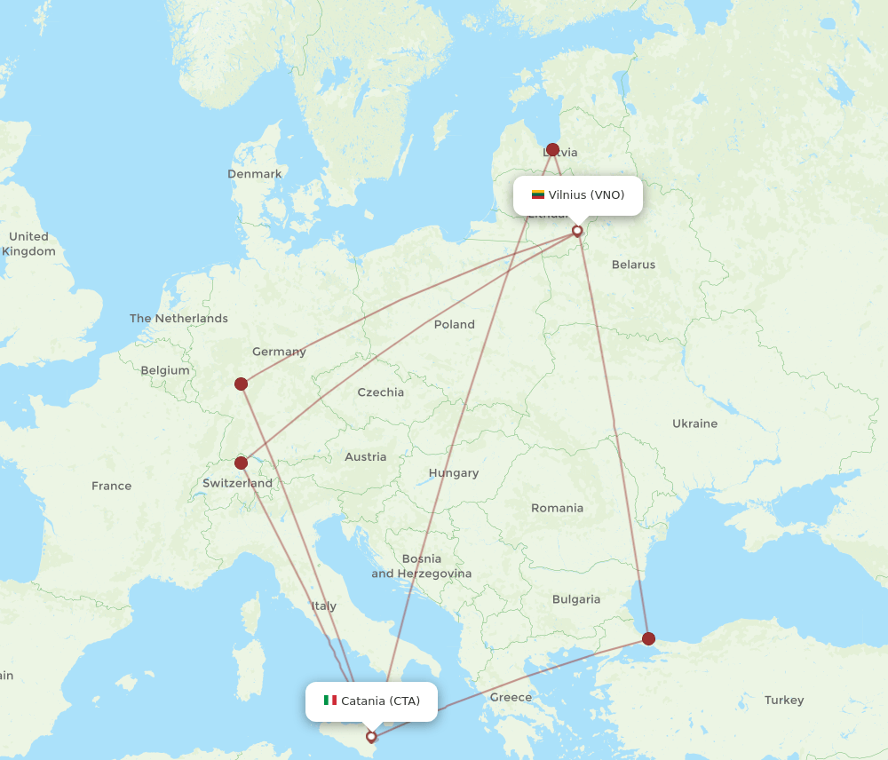 VNO to CTA flights and routes map