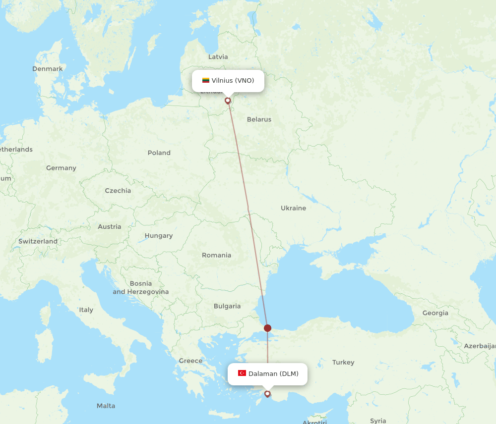 VNO-DLM flight routes