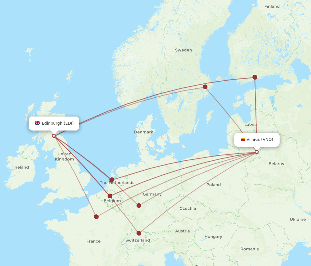 VNO-EDI flight routes