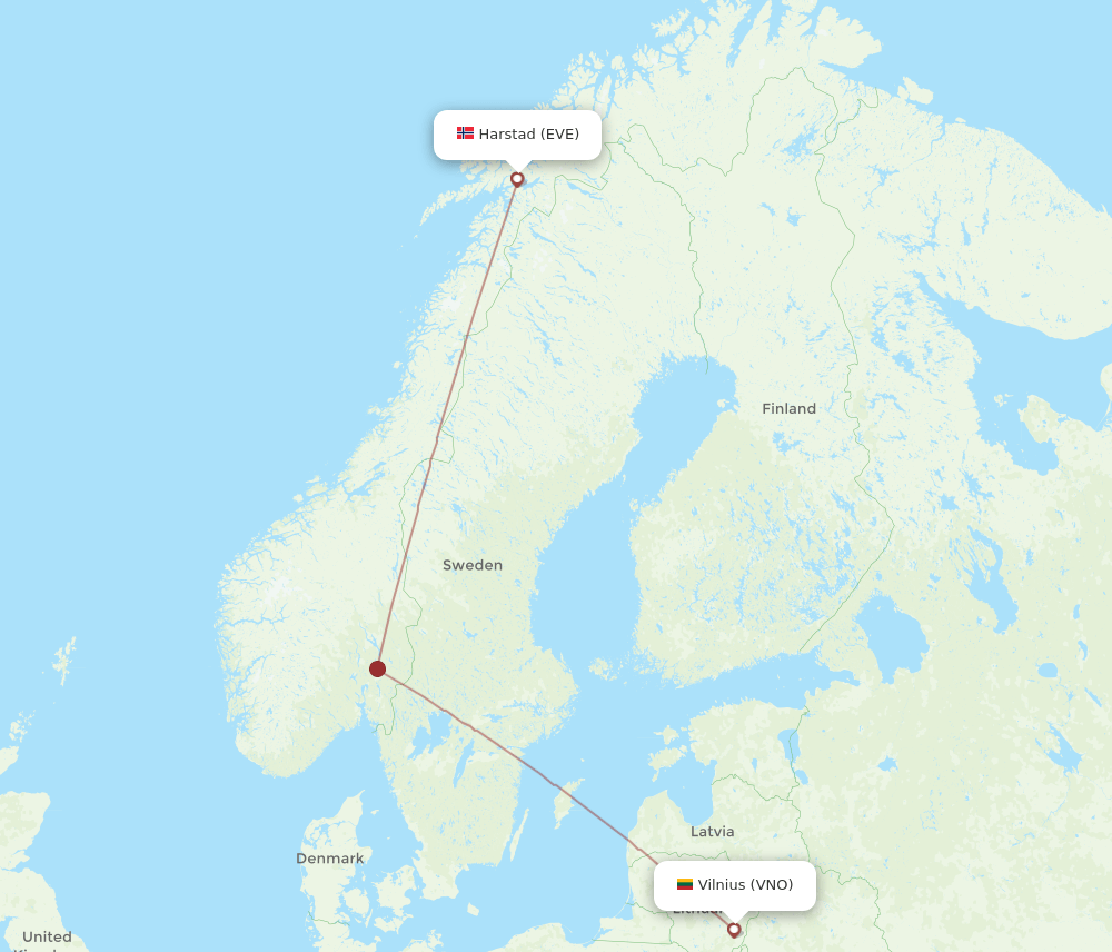 VNO-EVE flight routes