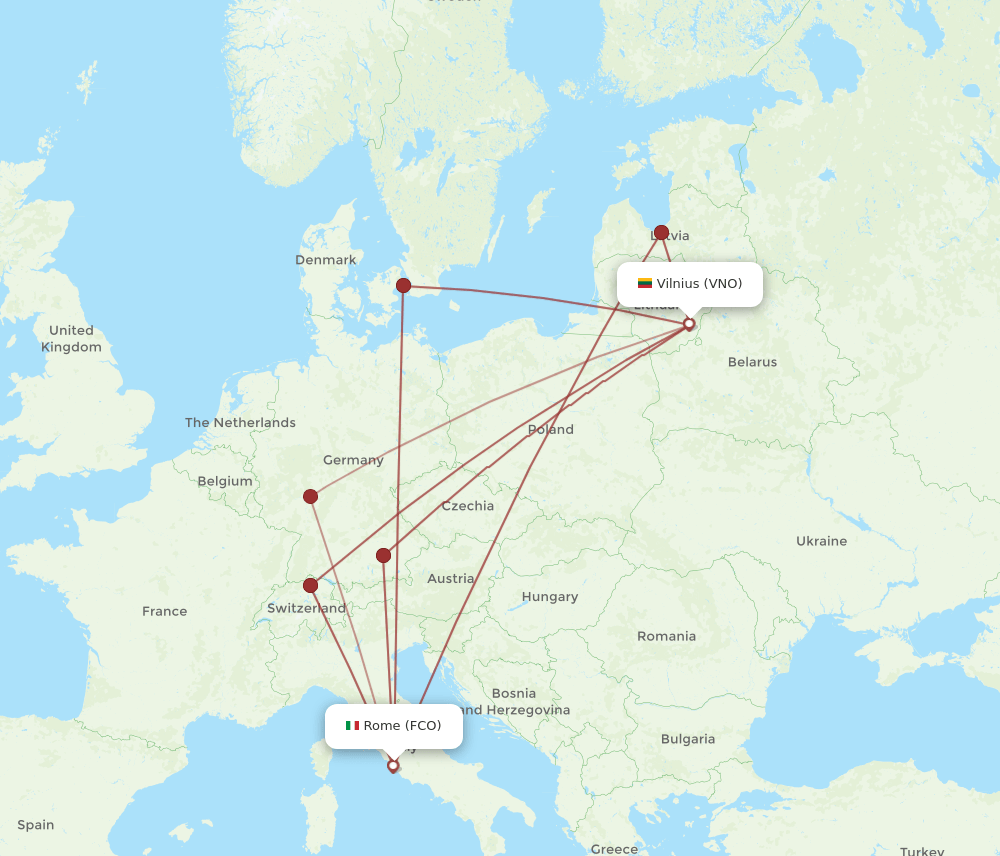 VNO-FCO flight routes
