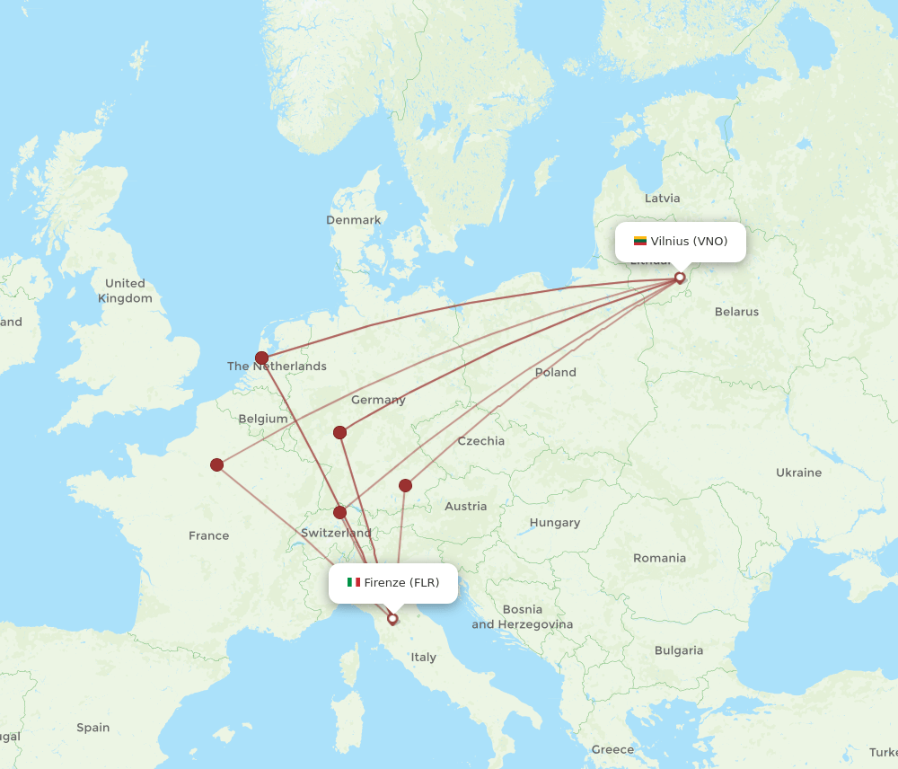 VNO-FLR flight routes