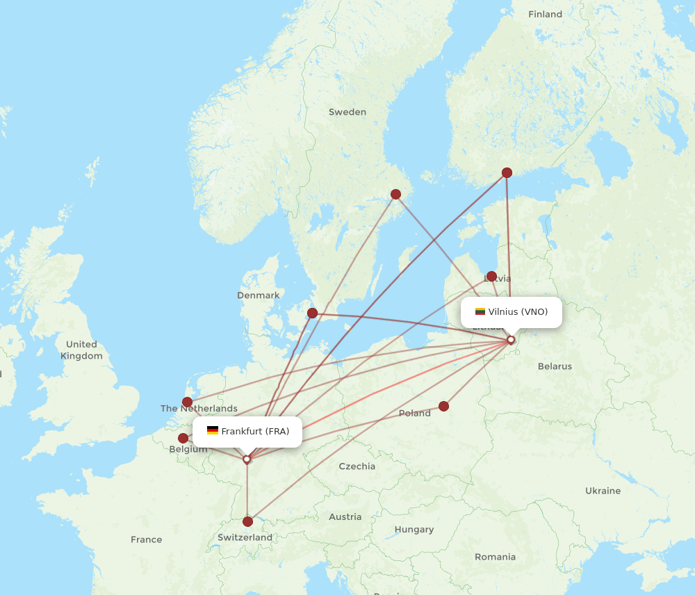 VNO-FRA flight routes