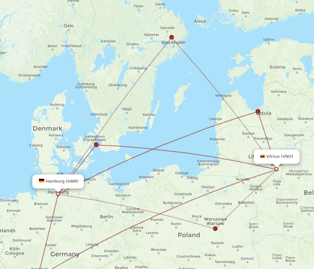 VNO-HAM flight routes