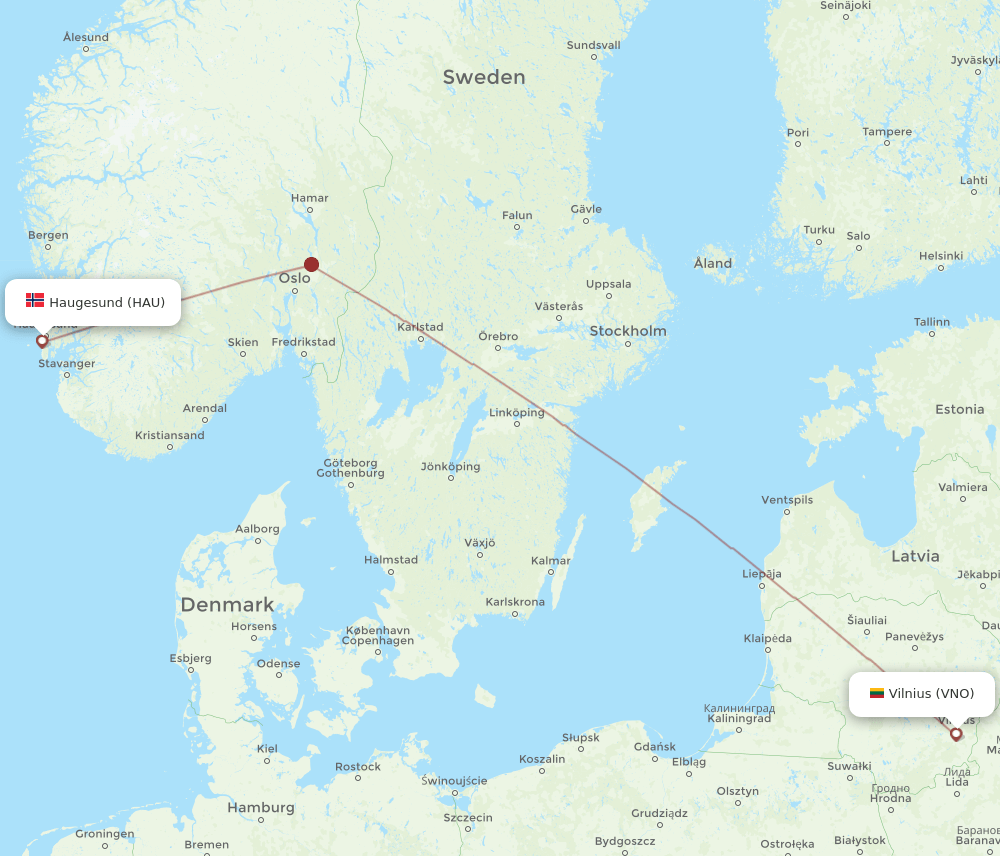 VNO-HAU flight routes