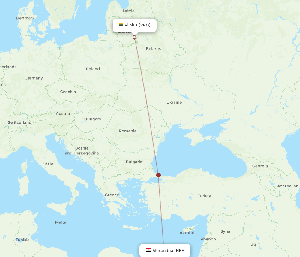 VNO-HBE flight routes
