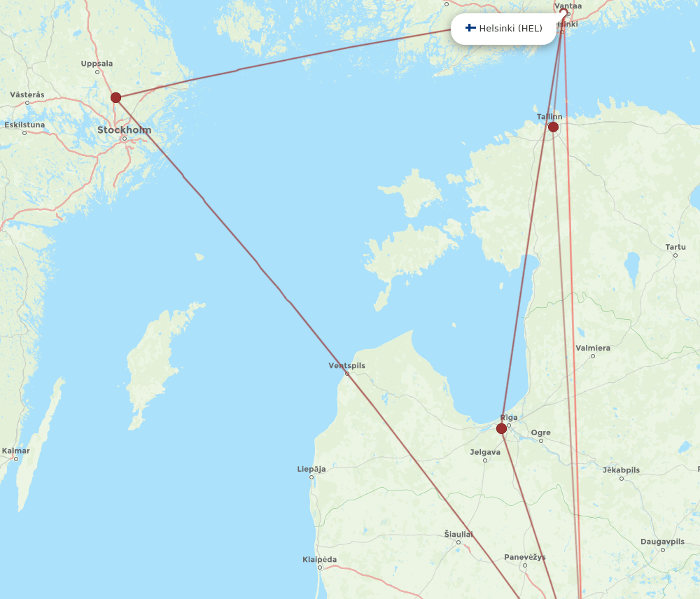 VNO-HEL flight routes