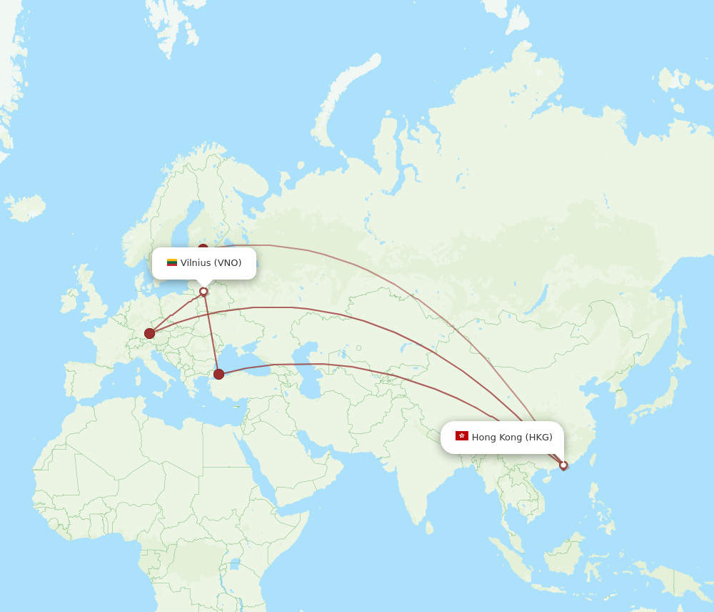 VNO-HKG flight routes