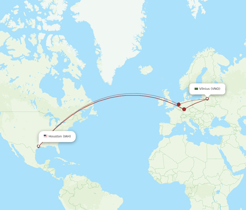 VNO-IAH flight routes