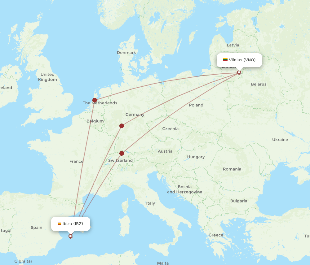 VNO-IBZ flight routes