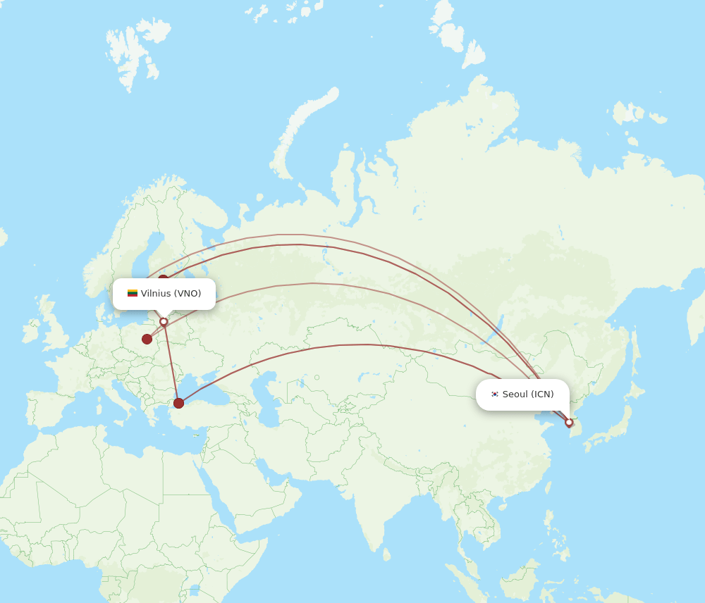 VNO-ICN flight routes