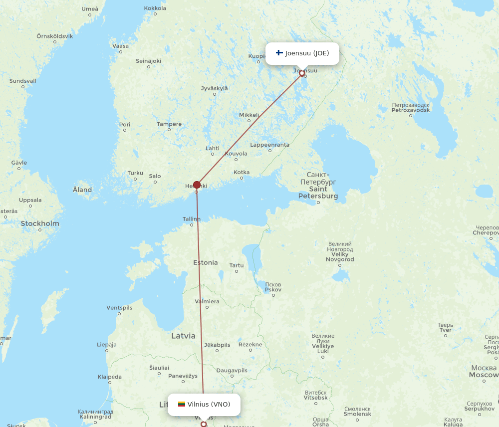 VNO-JOE flight routes