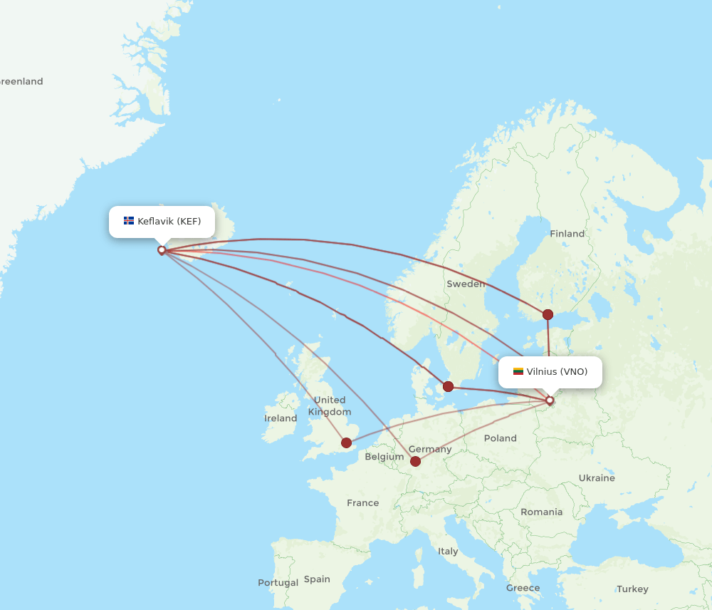 VNO-KEF flight routes