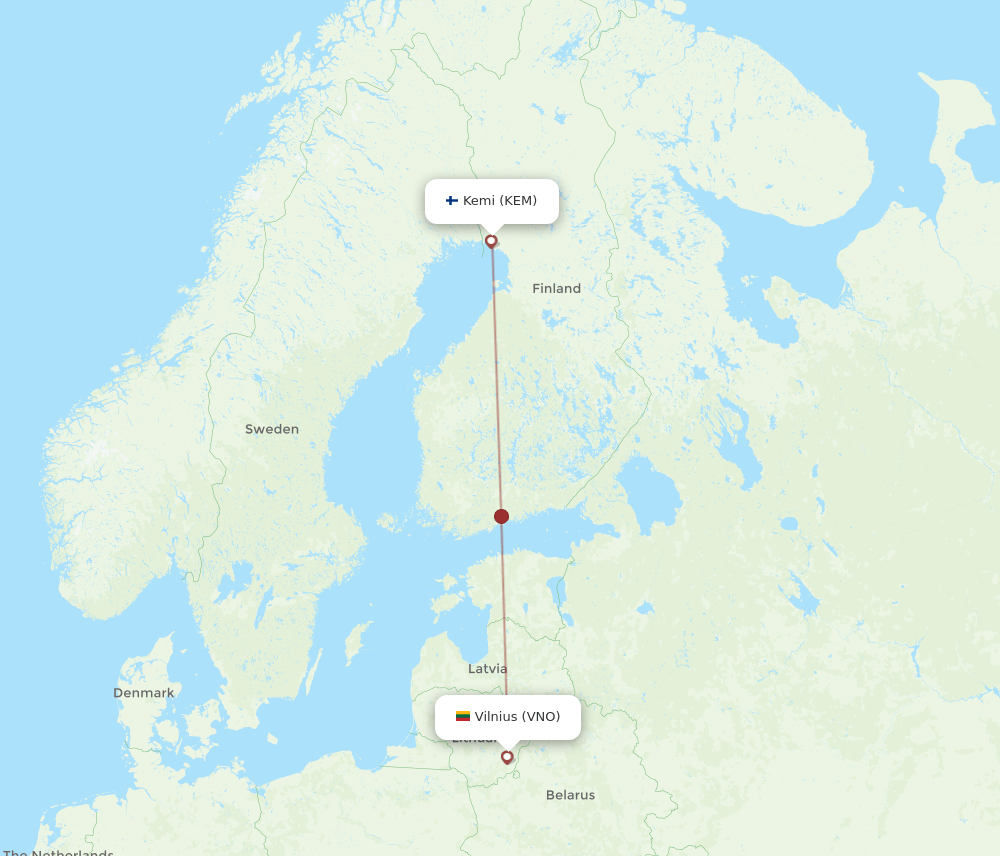 VNO-KEM flight routes