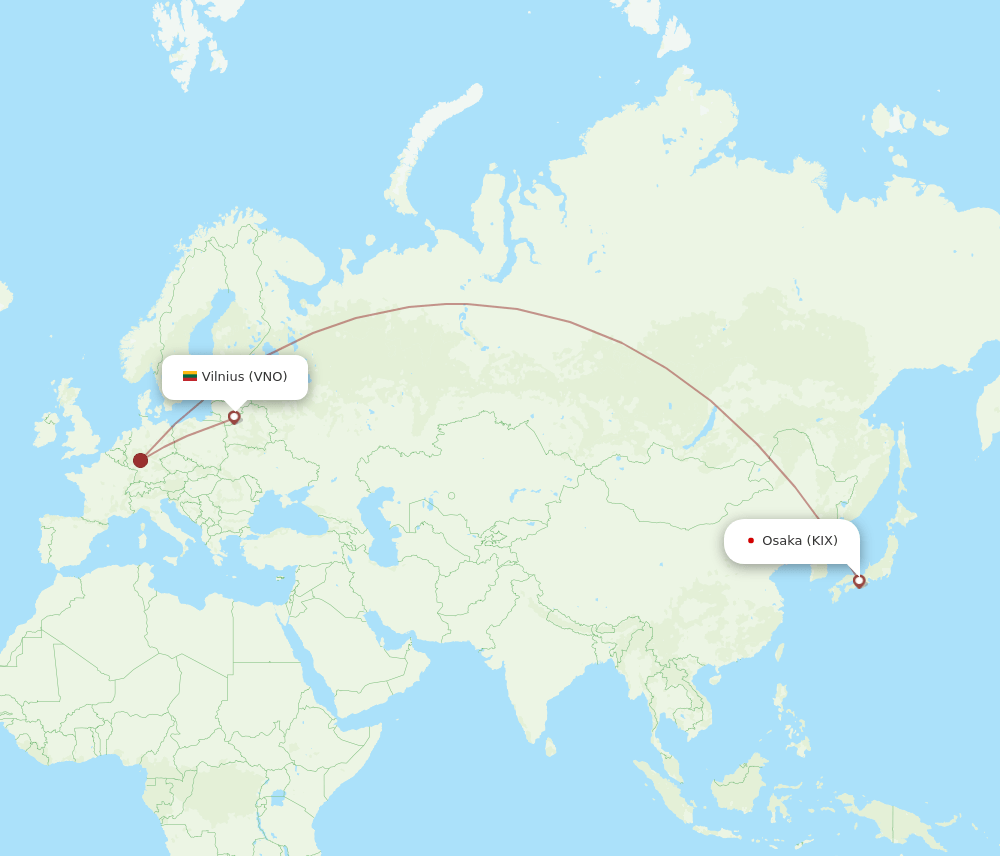 VNO-KIX flight routes