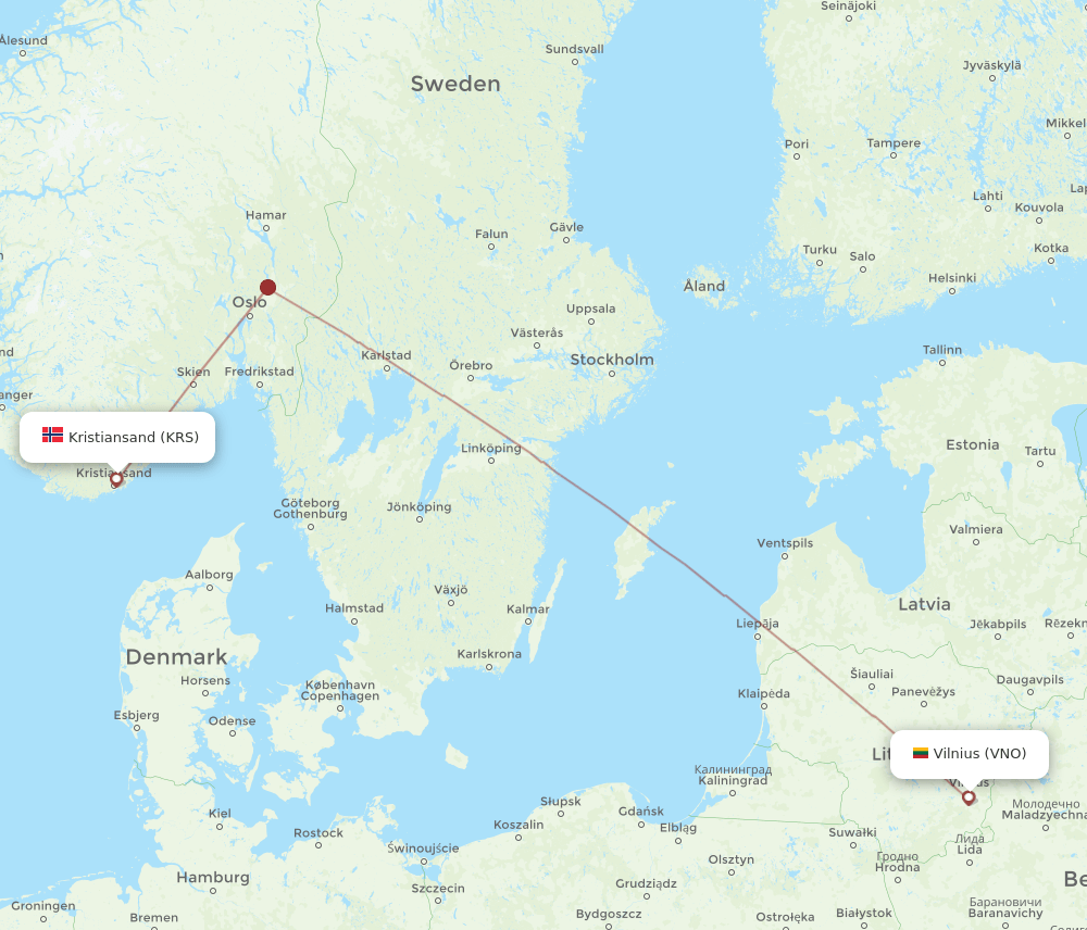 VNO-KRS flight routes