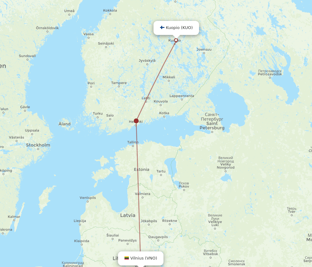 VNO to KUO flights and routes map