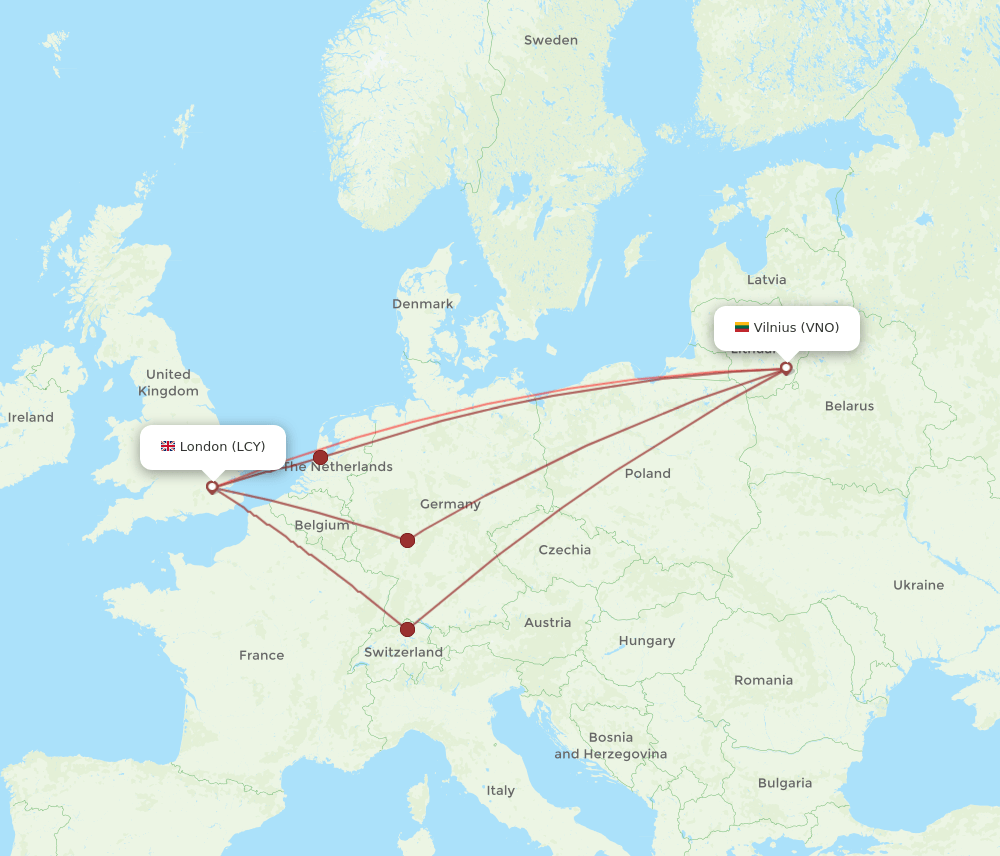 VNO-LCY flight routes