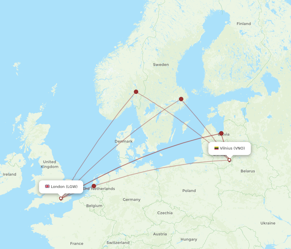 VNO-LGW flight routes
