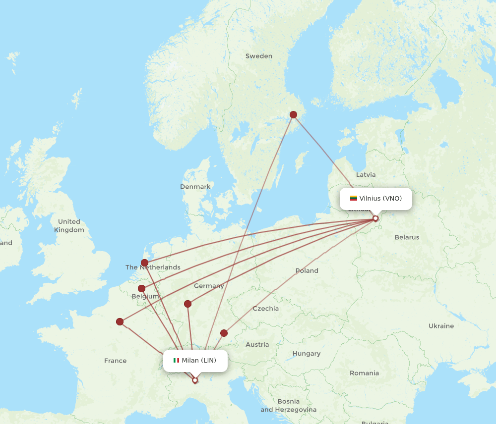 VNO-LIN flight routes