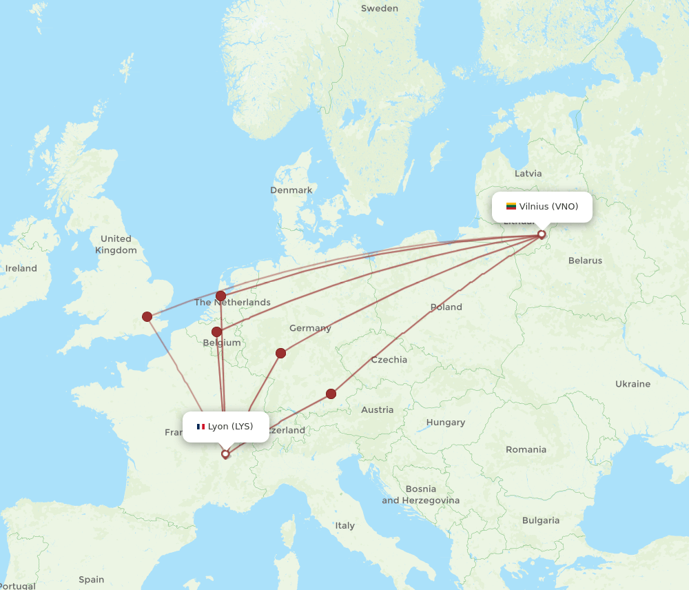 VNO-LYS flight routes