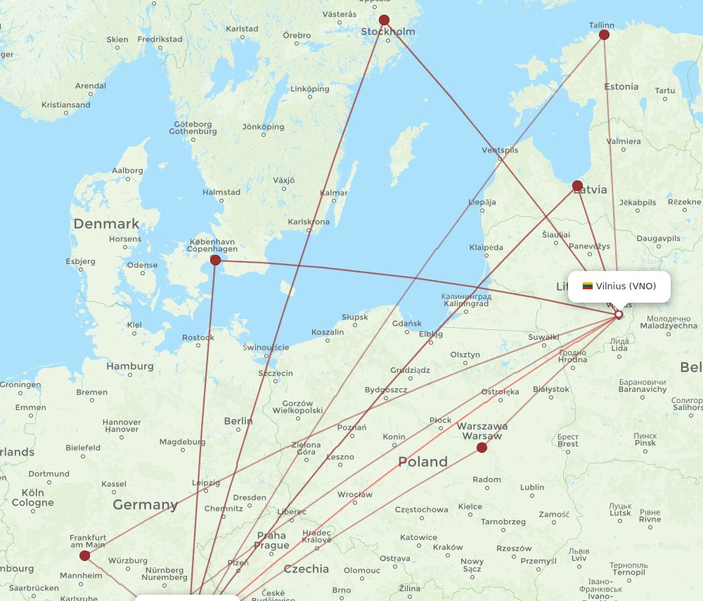 VNO to MUC flights and routes map