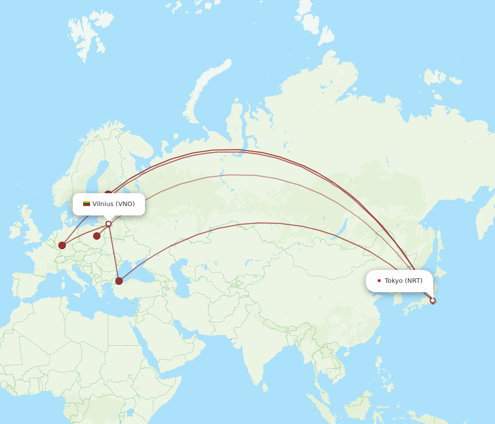 VNO-NRT flight routes